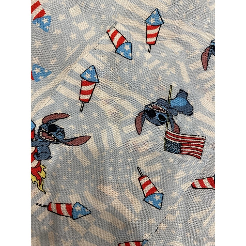 Lilo Stitch Disney USA Fireworks 4th July Button Shirt Large Hawaiian *Flaws* - Picture 6 of 8